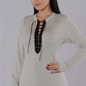 Fashion Nova- Shame Game Top - Heather Grey